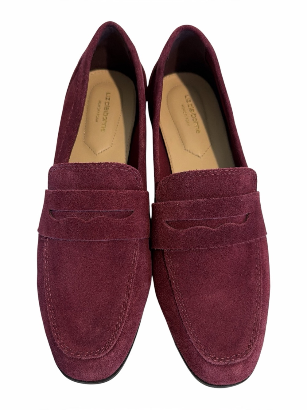 LIZ CLAIBORNE Women’s Burgundy Suede Penny Loafers size 7.5